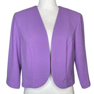 Maya Brooke Women's Lavender Cropped 3/4 Sleeve Open Front Blazer Size 14